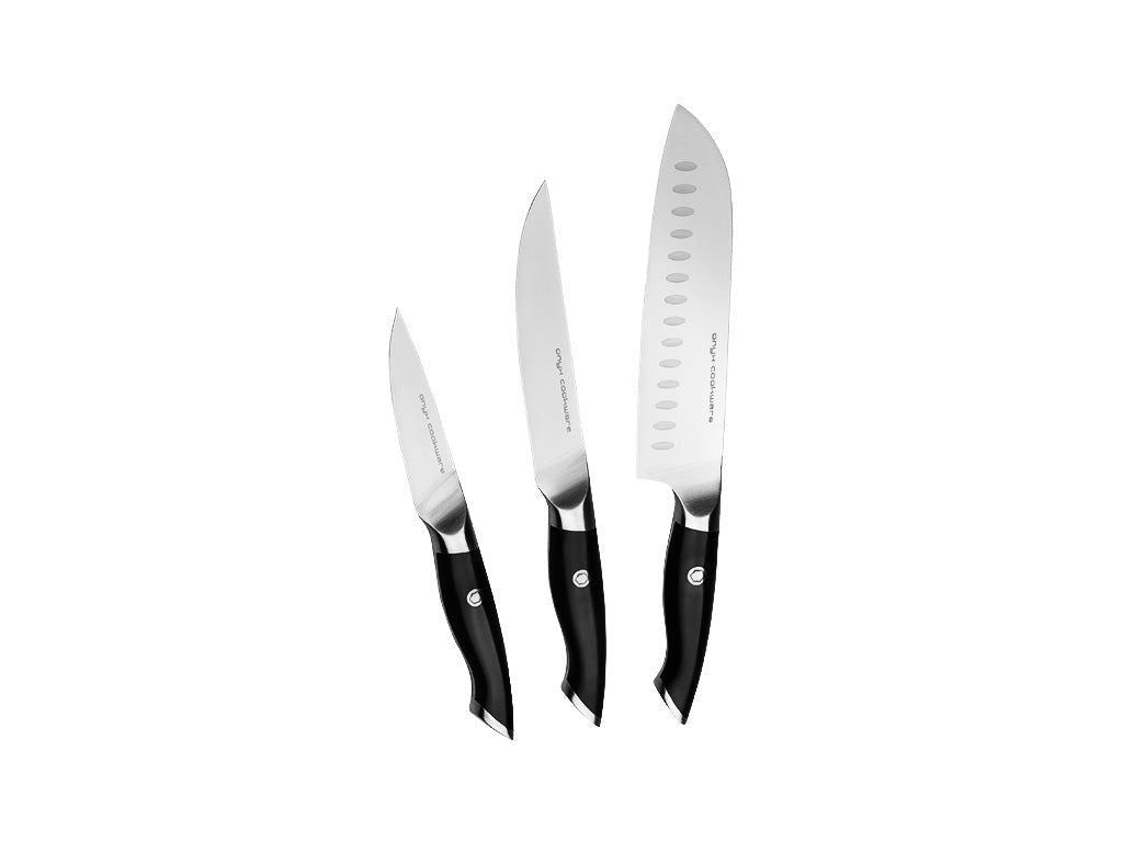 3-SZT ZESTAW NOŻY SANTOKU, UNIWERSALNY I OBIERACZKA - 1